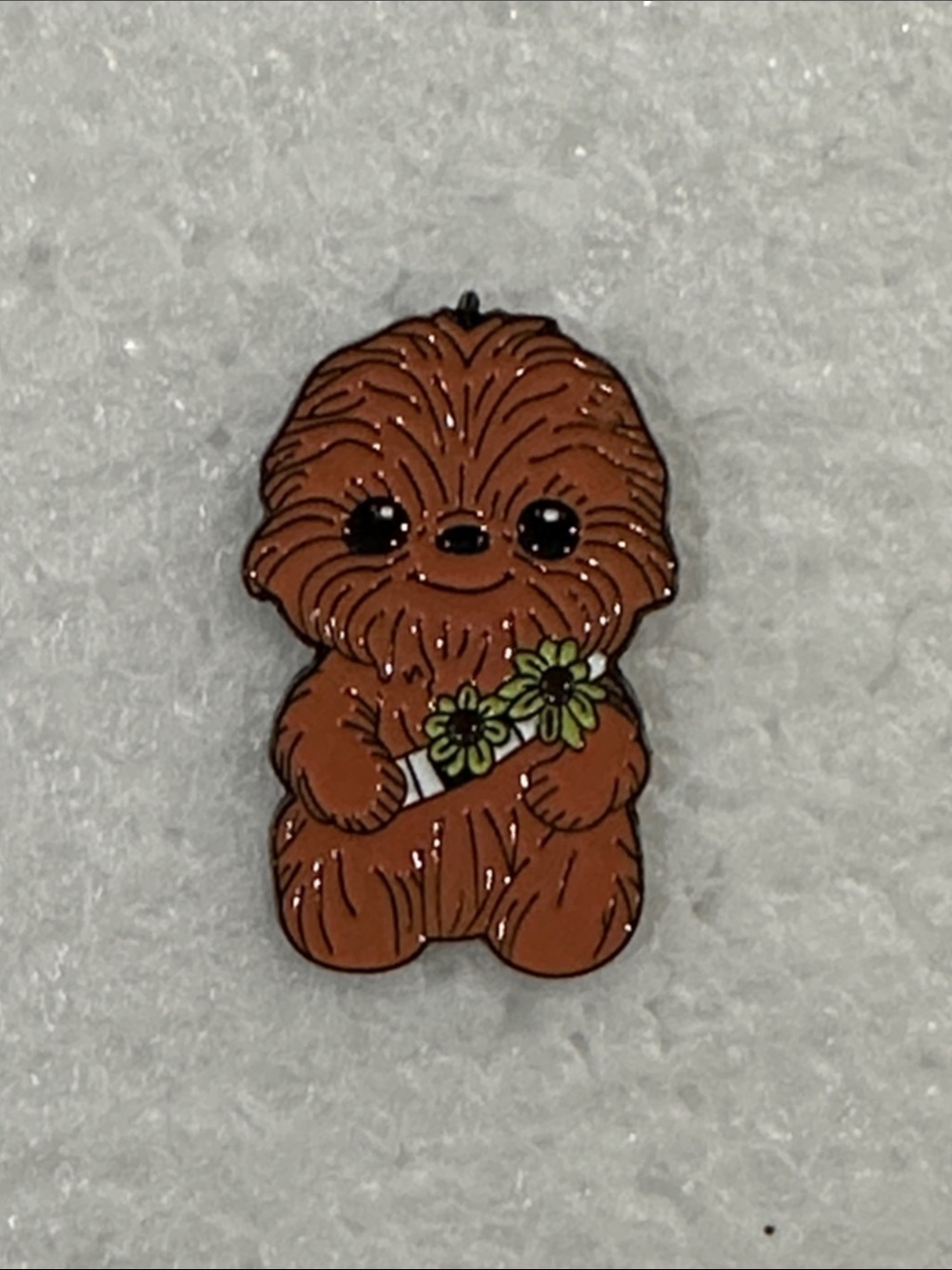 Star Wars Chewbacca Pin in Brown with Green Flower
